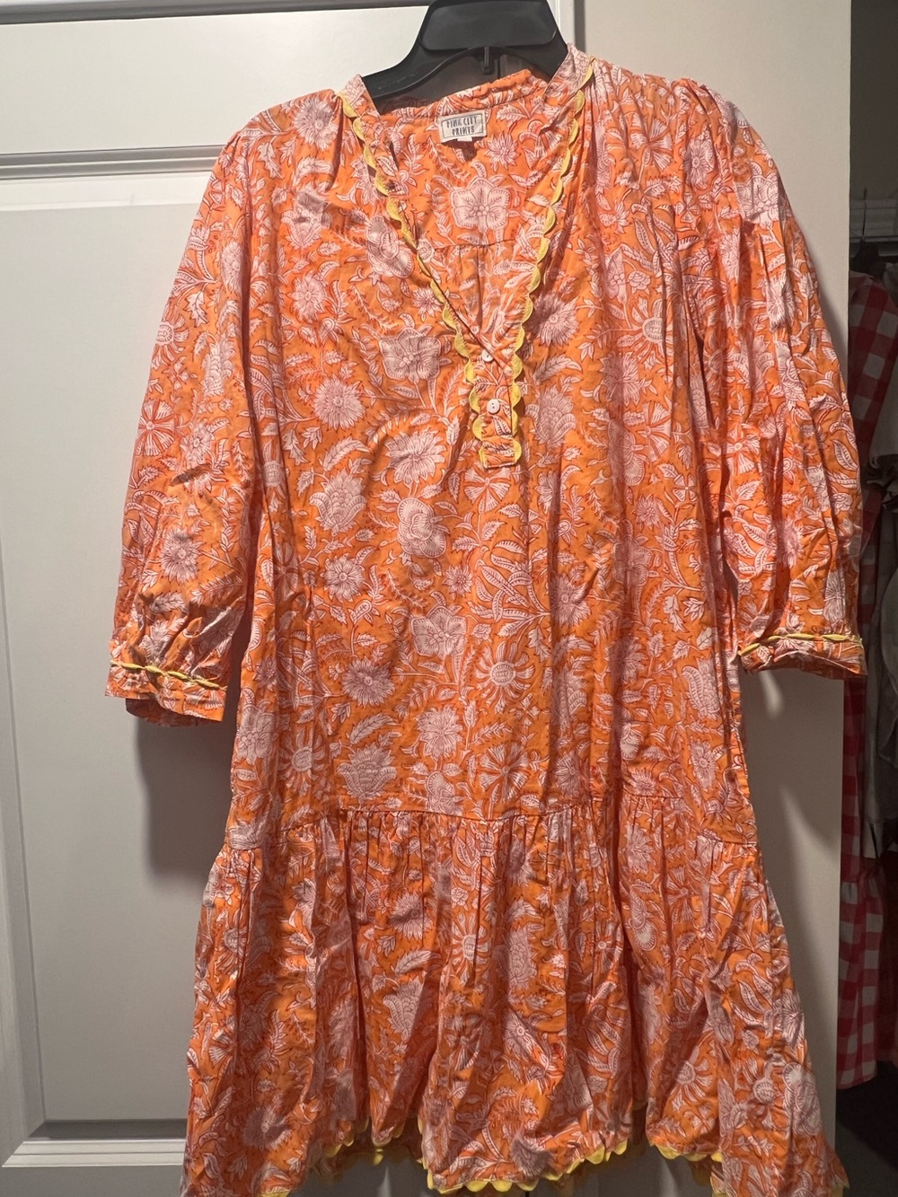 Pink City Prints Orange Floral Tunic Dress